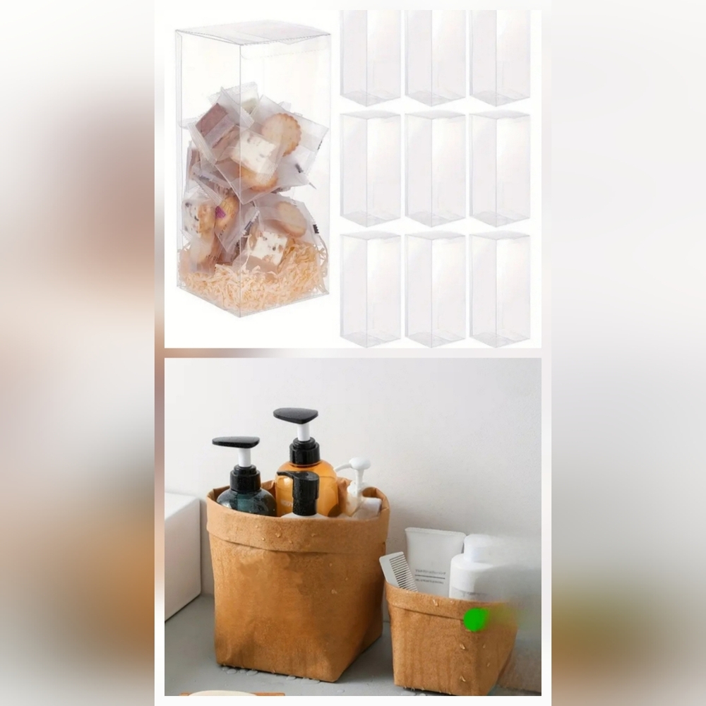 High-Quality Thick Washable Kraft Paper Storage Bags And Clear Plastic Boxes